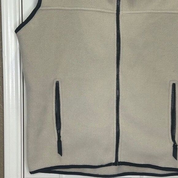Kathmandu Polartec Climate Control Y2K Men M Tan Black Trim Zip Up Fleece Vest - Picture 2 of 12